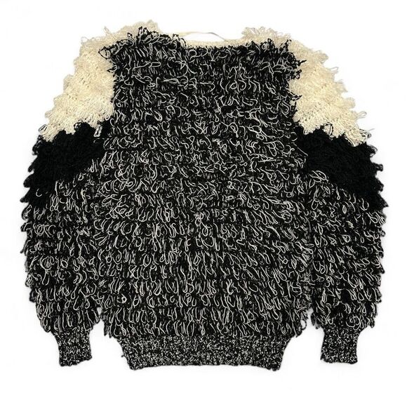 Vintage Answers Shaggy Texture Cardigan L Boho Quirky Kitschy Punk Goth Rockstar - Picture 2 of 8